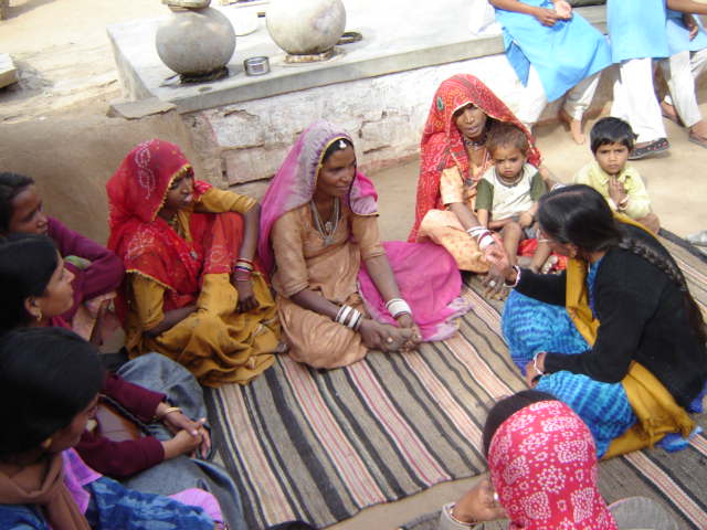 A village discussion with Meera Sansthan field team